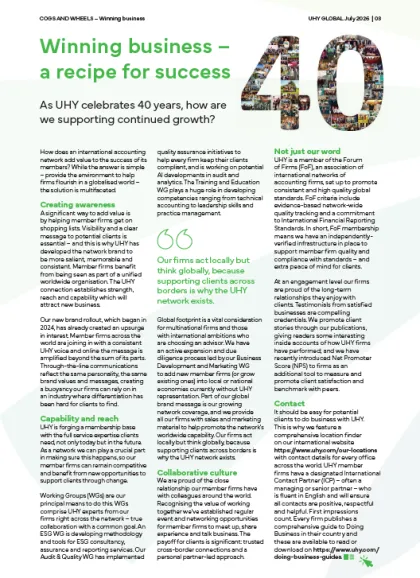 Winning business – a recipe for success (UHY Global article)